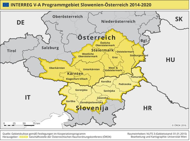 Programmgebiet Interreg V-A SI-AT 2014-2020